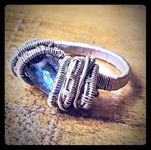 Tanzanite and Silver Wire Wrap Ring